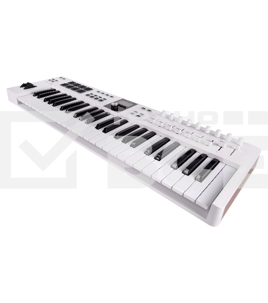 Клавиатура MIDI [231521] Arturia [KeyLab Essential 49 mk3 White] 49 клавиш, LCD дисплей, 9 энкодеров, 8 пэдов, 9 фейдеров, 12 кнопок управления, колеса высоты тона и модуляции, 1/4
