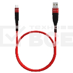 Кабель Maxvi MC-05T red USB-A - Type-C, 2A ток макс. нагрузки 2А, макс. напряжение 5V; стандарт USB 2.0; длина 1м, оплетка TPU, металлические корпуса разъемов, цвет красный, фото 1
