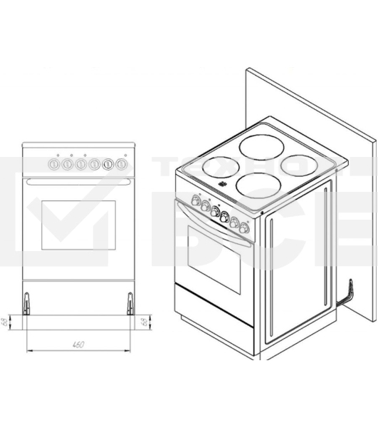 Плита комбинированная Лысьва ЭГ 1/3г01-2у белый, конфорок 4 шт (3 газовых + 1 электрическая), духовка 57 л, 50 см x 84 см x 60 см