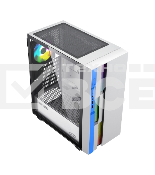 Компьютерный корпус GameMax Brufen C3 WB без БП, MidiT, ATX, Бело-гол, Зак. стекл., USB 3.0, 1*120; 1*140мм вент.