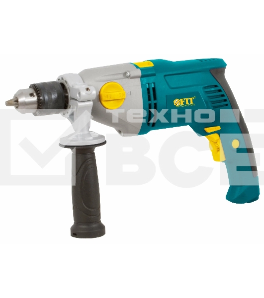 Дрель Ударная FIT ID-1051x2, 1050 Вт, 0-1100/2800 об/мин, КлП 13мм, мет. корп., рез. накл., 2,5 кг, коробка