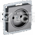 Розетка 1-местная IEK BRITE РС10-1-0-БрС без заземления, без защитных шторок, 10А, сталь, фото 1
