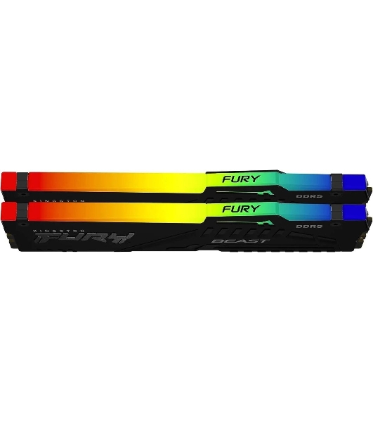 Оперативная память Kingston Fury Beast RGb, DDR5, 32Gb (2x16 Gb), 6000 MHz, CL30, радиатор, RGb, черный