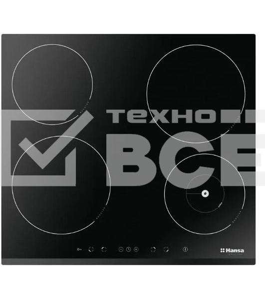 Индукционная варочная панель Hansa BHI68508, конфорок: 4 шт., стеклокерамика, независимая, черный