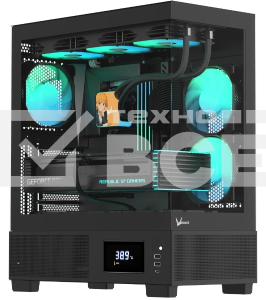 Компьютерный корпус AeroCool/Formula Crystal E1 черный без БП ATX 5x120мм 3x140мм 2xUSB 3.0 1xUSB3.1 audio bott PSU