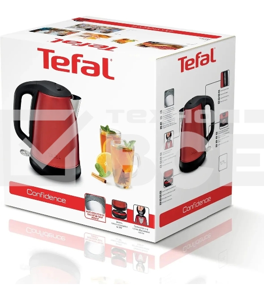 Чайник электрический Tefal KI270530 1.7л. 2400Вт красный (корпус: металл)