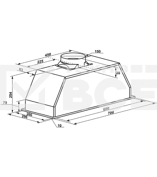 Вытяжка встраиваемая Maunfeld Crosby Light 70 нержавеющая сталь, 70 см, 800 куб. м/ч, 49 дБ