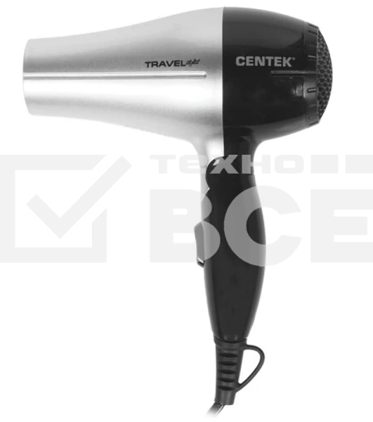 Фен Centek CT-2258 серебристый/черный, 850 Вт, компактный
