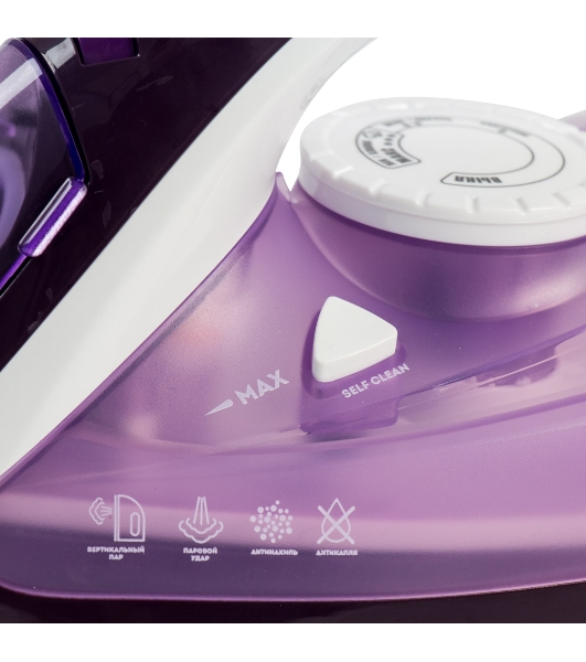 Утюг Galaxy Line GL 6124 фиолетовый/белый, 2500 Вт, 50 г/мин, 230 г/мин, 370 мл