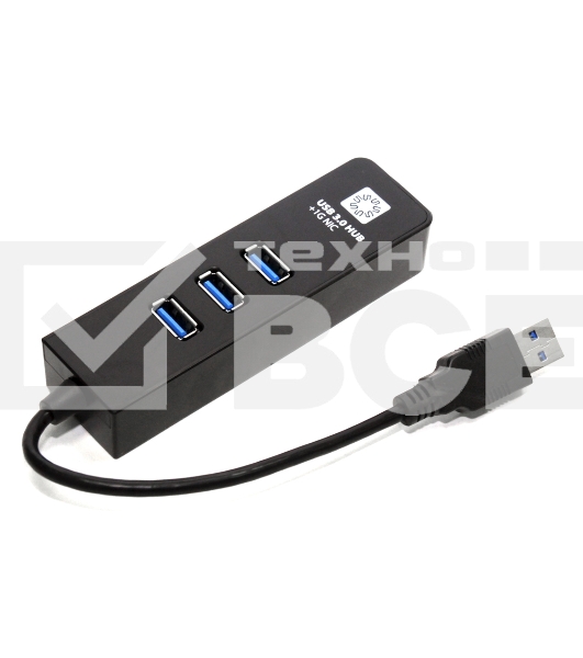 Адаптеры USB Ethernet 5bites Сетевой адаптер 5bites UA3-45-04BK 3*USB3.0 / RJ45 10/100/1000 Мбит/с