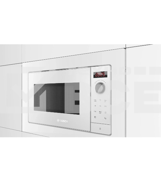 Микроволновая печь встраиваемая Bosch BFL623MW3 Serie 2, белый, 20 л, 800 Вт, переключатели - поворотный механизм/сенсор