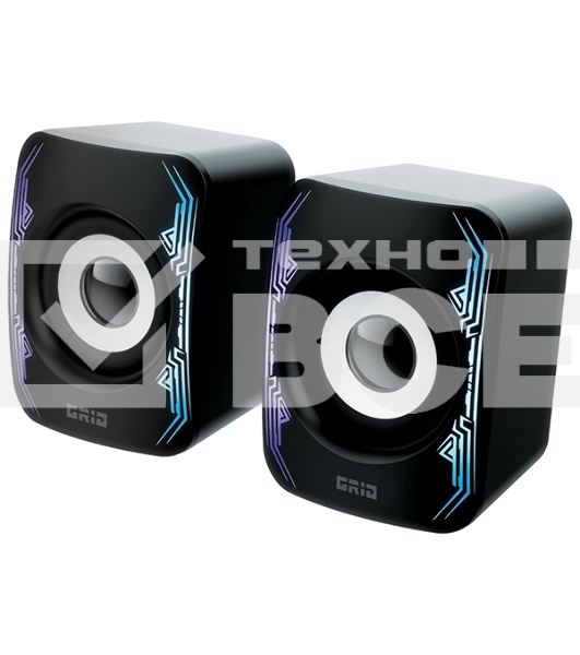 Колонки 2.0 GRID AS009, 10 ВТ, объемное звучание, RGB подсветка, USB+Jack 3,5мм