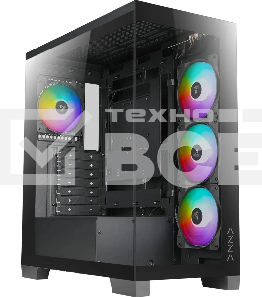 Компьютерный корпус Azza COVE черный без БП ATX 6x120mm 2x140mm 1xUSB2.0 1xUSB3.0 audio bott PSU