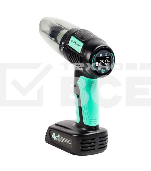 Пылесос автомобильный Endever SkyClean VC-295 мятный/черный, 6000 Па/90 Вт, уборка сухая, пылесборник контейнер, 0.33 л