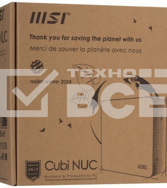 Компьютер MSI Cubi NUC 1M-096XRU, Intel Core 5 120U/8GB/512GB/IrisXE/WF6E/BT5.3/120W/AirCooling/DOS, черный
