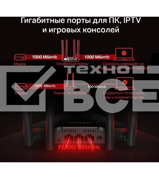 Wi-Fi роутер MERCUSYS MR30G, Wi-Fi 5, AC1200, 2.4/5ГГц, 2 LAN, черный