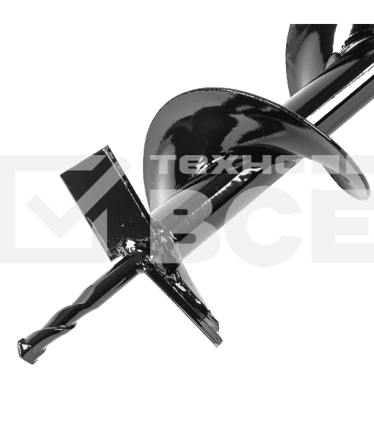 Шнек для грунта Denzel E-100, диаметр 100 мм, длина 800 мм, соединение 20 мм, несъемный нож