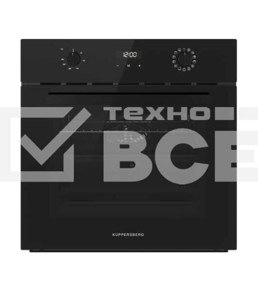 Духовой шкаф Kuppersberg HF 678 B, High-Tech, 70 л, дисплей, поворотное/сенсорное управление, таймер, макс. температура 300 градусов, телескопические направляющие (на 1 уровень), черный