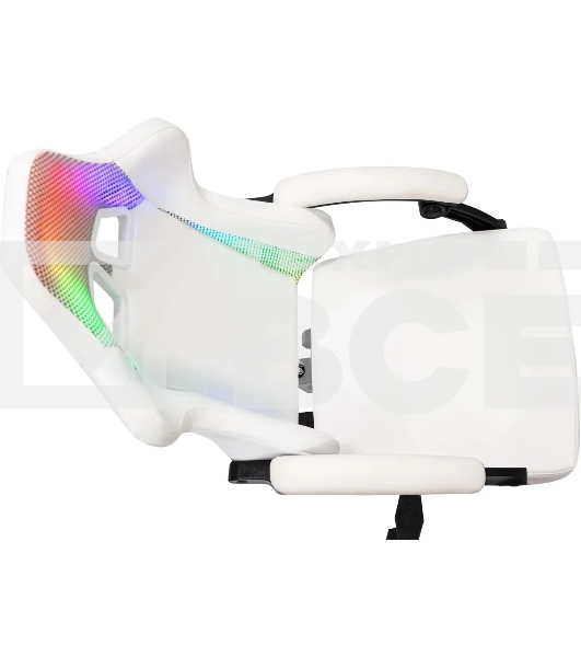 Кресло игровое Knight Wolf RGb белый эко.кожа/сетка, крестов. пластик