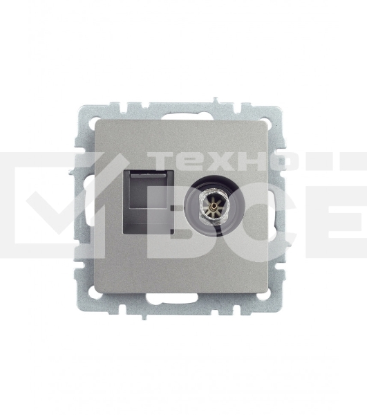 Розетка двойная TV+RJ45 IEK BRITE РТВ/РК12-БрС кат.5E сталь