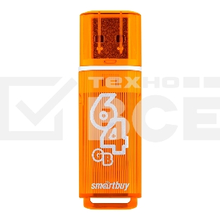 Флешка USB R/W Smartbuy R/W Glossy series Orange (SB64GbGS-Or), 64Gb, USB 2.0, R/W 25/15, оранжевый