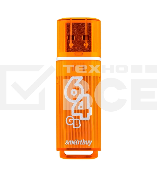 Флешка USB R/W Smartbuy R/W Glossy series Orange (SB64GbGS-Or), 64Gb, USB 2.0, R/W 25/15, оранжевый