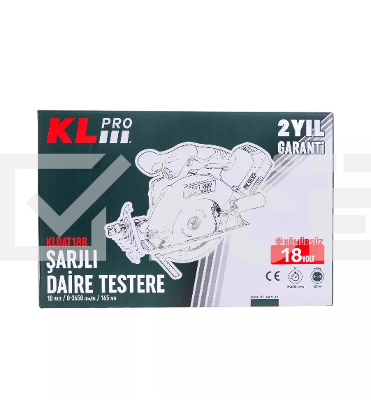 Профессиональная пила циркулярная бесщеточная KLPRO KLDAT18B-80 (18 В/8,0 А·ч, 3650 об/мин, 165мм)