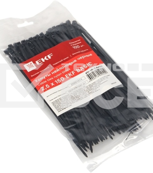 Хомут кабельный 2.5х150 нейл. черный (уп. 100 шт) EKF plc-cb-2.5x150