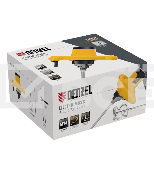 Миксер строительный Denzel EM-1-1200, 1200 Вт, 0-680 об/мин