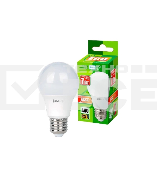 Лампа светодиодная JazzWay LED 7Вт Е27 220В 4000К PLED- ECO- A60 груша 1033185