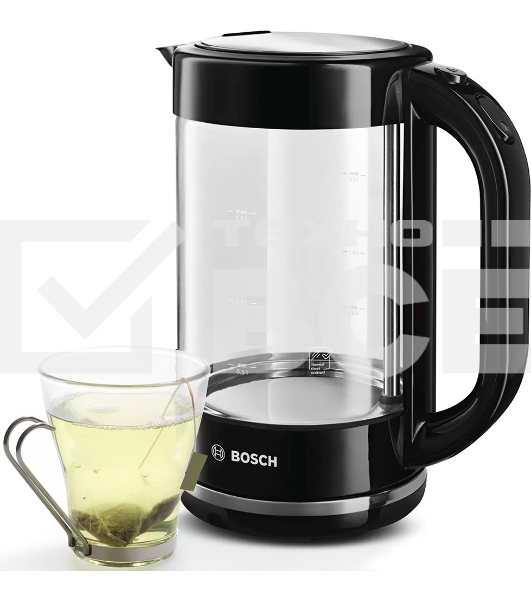 Чайник электрический Bosch TWK70B03 1.7 л, 2400 Вт, черный (корпус: стекло)