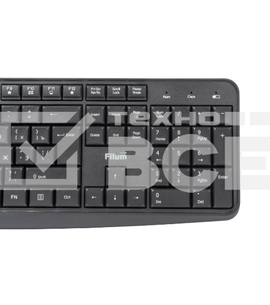 Комплект клавиатура+мышь Filum FL-KTW10-BK беспроводной, USB, 1600 DPI, чёрный