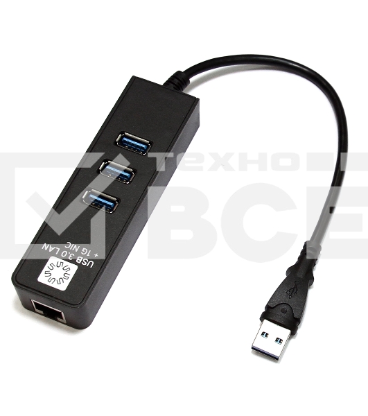 Адаптеры USB Ethernet 5bites Сетевой адаптер 5bites UA3-45-04BK 3*USB3.0 / RJ45 10/100/1000 Мбит/с