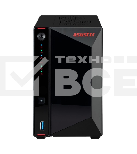 Сетевой накопитель ASUSTOR AS5402T 2-Bay NAS/Media player/Intel Celeron N5105 2.0GHz up to 2.9GHz, 4GB SO-DIMM DDR4, noHDD(HDD,SSD),/2x 2,5Gb (LAN)/3xUSB3.2,HDMI; 90IX01R1-BW3S20