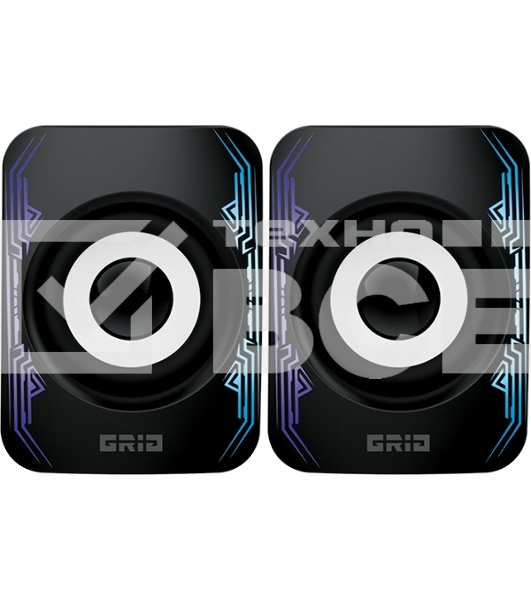 Колонки 2.0 GRID AS009, 10 ВТ, объемное звучание, RGB подсветка, USB+Jack 3,5мм