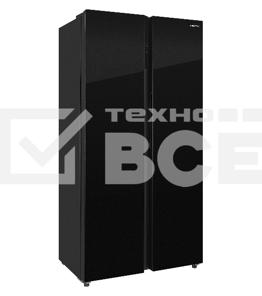 Холодильник Nordfrost RFS 525DX NFGB inverter черное стекло двухкамерный 283/183л морозилка сбоку, No Frost, Side-by-Side