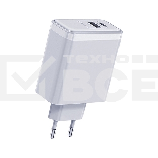СЗУ Qumo Energy PD 65W (Charger 0075), два порта: Type-C PD + USB-A QC3.0, цвет белый