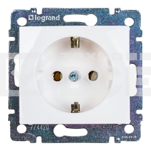 Механизм розетки 1-м СП Valena 2К+З с заземл. нем. станд. белый (DIY-упак.) Legrand 694280