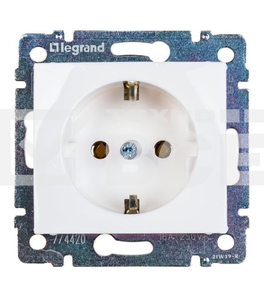 Механизм розетки 1-м СП Valena 2К+З с заземл. нем. станд. белый (DIY-упак.) Legrand 694280