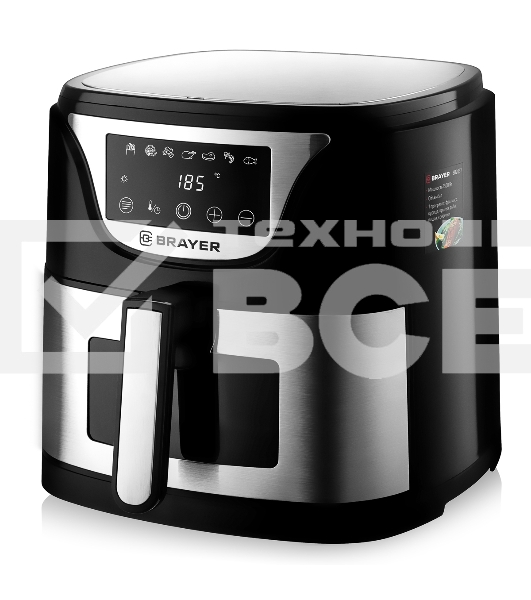 Аэрогриль BRAYER BR2037 чёрный/серебристый, 1500 Вт, 5 л, упр. - сенсор, программ - 7