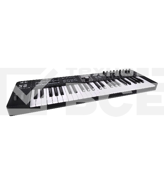 Клавиатура MIDI [231522] Arturia [KeyLab Essential 49 mk3 Black] 49 клавиш, LCD дисплей, 9 энкодеров, 8 пэдов, 9 фейдеров, 12 кнопок управления, колеса высоты тона и модуляции, 1/4