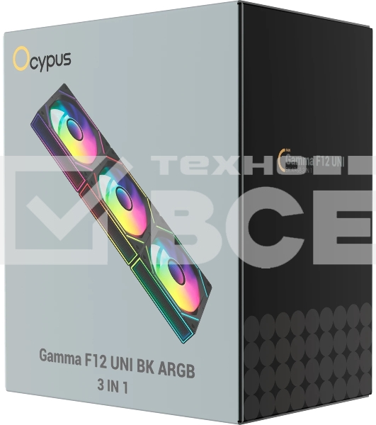 Вентилятор для корпуса Fan Ocypus Gaммa F12 UNI BK ARGb 3 IN 1 PWM черный