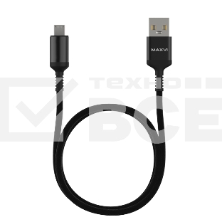 Кабель Maxvi MC-10M black, USB-A - microUSB, 2A ток макс. нагрузки 2А, макс. напряжение 5V; стандарт USB 2.0; длина 1м, нейлоновая оплетка, металлические корпуса разъемов, цвет черный