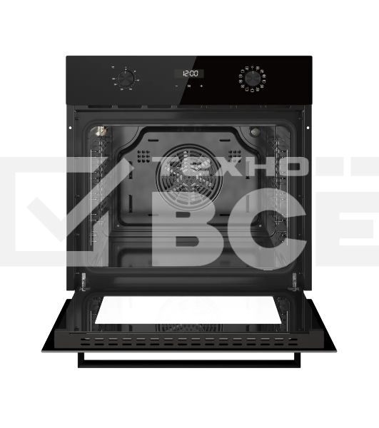 Духовой шкаф Kuppersberg HF 678 B, High-Tech, 70 л, дисплей, поворотное/сенсорное управление, таймер, макс. температура 300 градусов, телескопические направляющие (на 1 уровень), черный