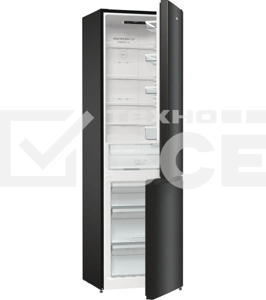 Холодильник Gorenje NRK6202EBXL4 черный матовый двухкамерный 235/96л морозилка снизу, No Frost