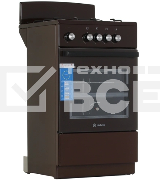 Плита газовая De Luxe 5040.48Г (Щ) 014 коричневый, конфорок 4 шт, духовка 46 л, 50 см x 85 см x 50 см