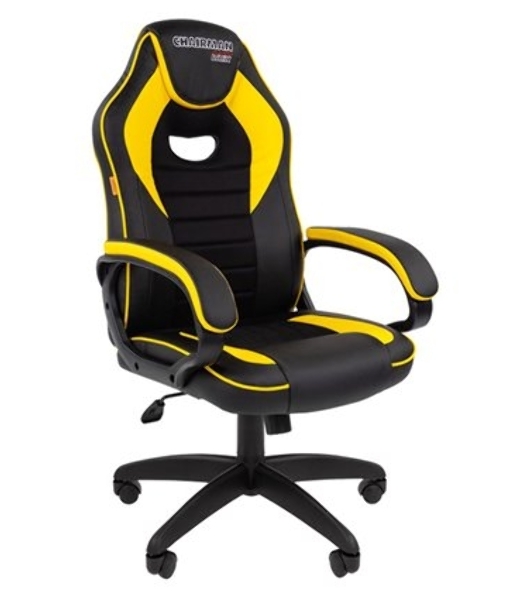Кресло игровое Chairman game 16 Россия экопремиум черный/желтый (7028514)