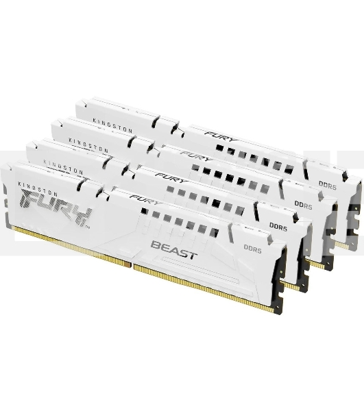 Оперативная память Kingston Fury Beast, DDR5, 128GB (4x32GB), 5200MHz, CL40, радиатор, белый