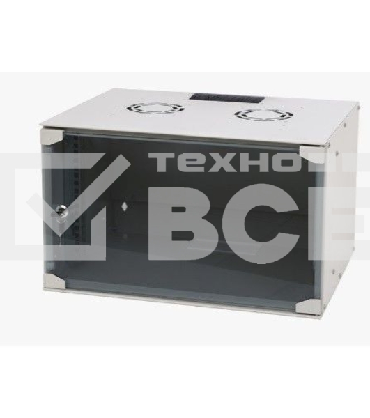 Шкаф телекоммуникационный настенный NEOMAX 6U (520х400), стеклянная дверь, замок-ключ, разборный, цвет серый (1 коробка) NM-CBWM-6U5240GKL-301-GY
