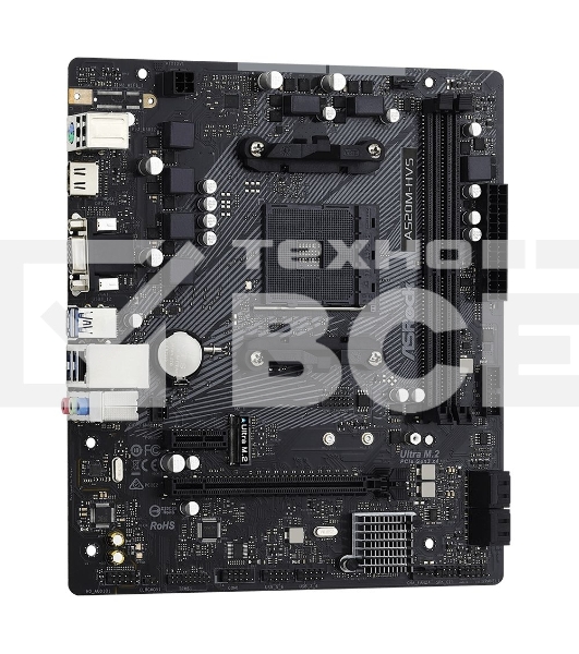 Материнская плата ASRock A520M-HVS, AM4, AMD A520, 2xDDR4, 4xSATA, 1xM.2, 1xPCIe 3.0 x16, 1xPCIe 3.0 x1, 1xHDMI, 1xVGA, 1x 1Gb LAN, 3x3.5 мм, 7.1, mATX